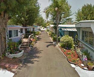 Mobile Home Street with Trees